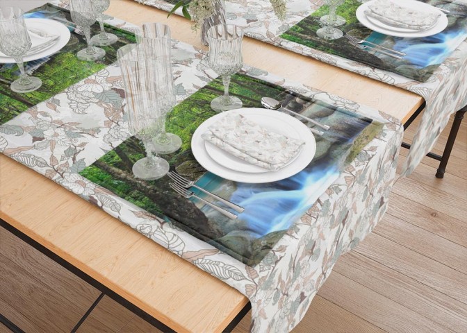 Салфетки на стол «Водопад в зеленом лесу» вид 5