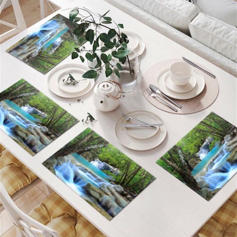 Салфетки на стол «Водопад в зеленом лесу» вид 6