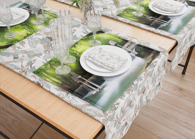 Салфетки на стол «Водопад в солнечном лесу» вид 5