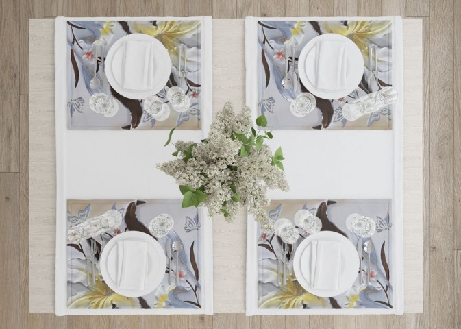 Салфетки под тарелки «Объемные цветы с бабочками» вид 4