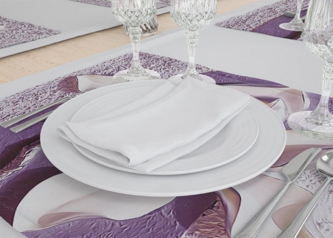 Комплект салфеток для сервировки «Фиолетовые магнолии на рельефном фоне» вид 3