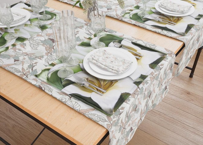 Салфетки на стол «Зеленые лилии из керамики» вид 5