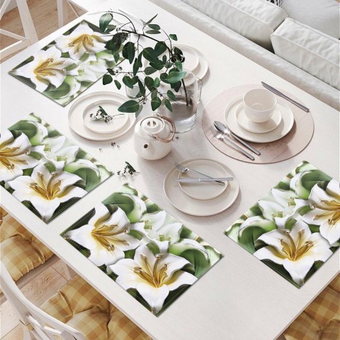 Салфетки на стол «Зеленые лилии из керамики» вид 6