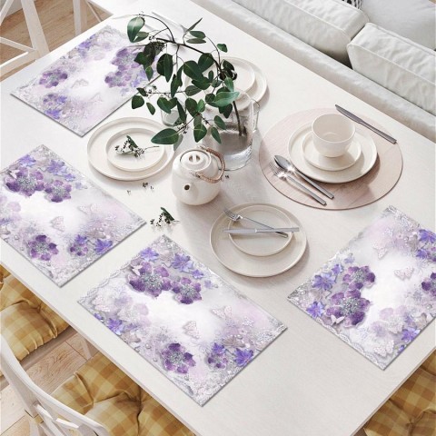 Набор кухонных салфеток «Ювелирные фиолетовые цветы» вид 6