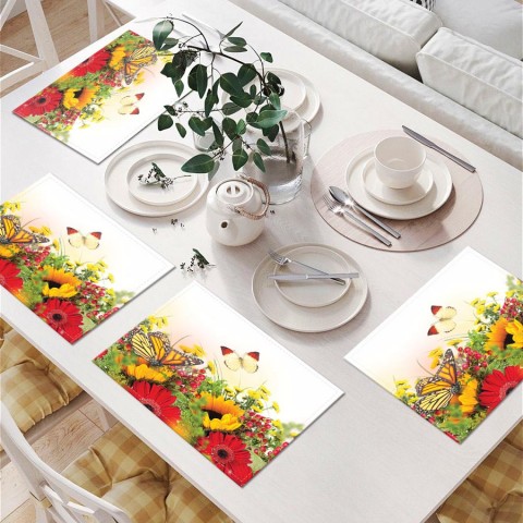 Салфетки для стола «Бабочки над яркими цветами» вид 6