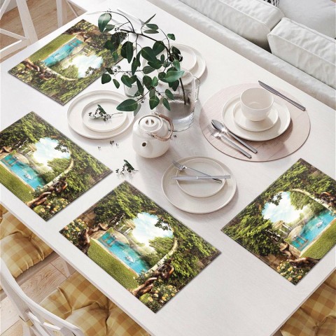 Салфетки для сервировки стола «Арка с видом на сказочный пруд с лебедями» вид 6
