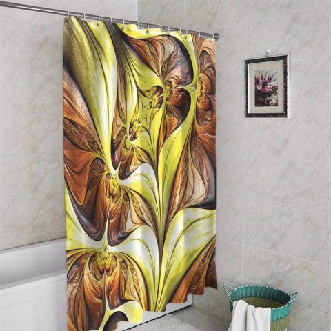 3D штора в ванную «Желтая абстракция» вид 4