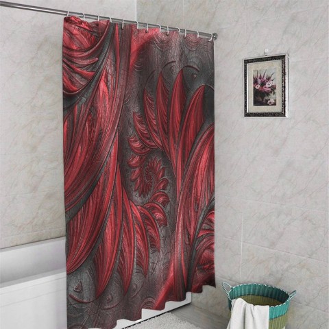 3D штора для ванной «Красный узор на благородной коже» вид 4