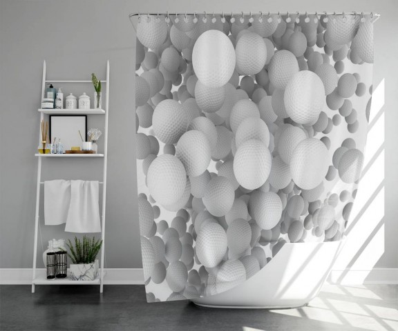3D занавеска в ванную комнату «Мячи для гольфа» вид 5