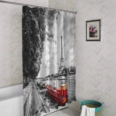 3D шторка для ванны «Эйфелева башня у реки» вид 4