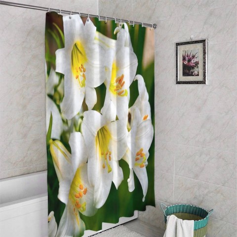 3D штора для ванны «Белые лилии» вид 4