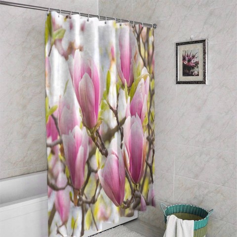 3D штора для ванной «Бутоны цветущей магнолии» вид 4