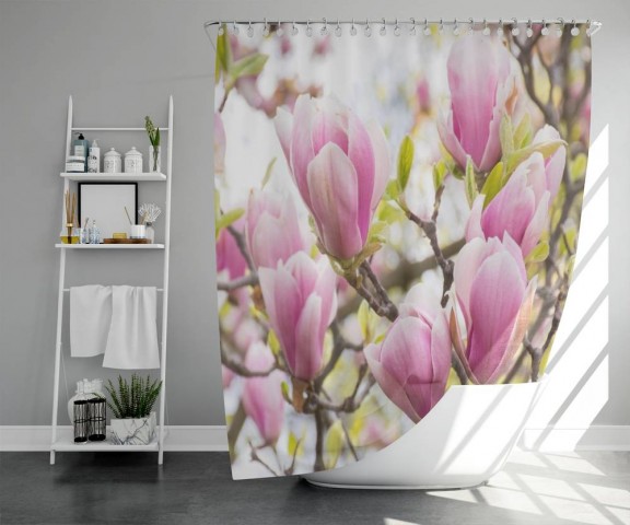 3D штора для ванной «Бутоны цветущей магнолии» вид 5