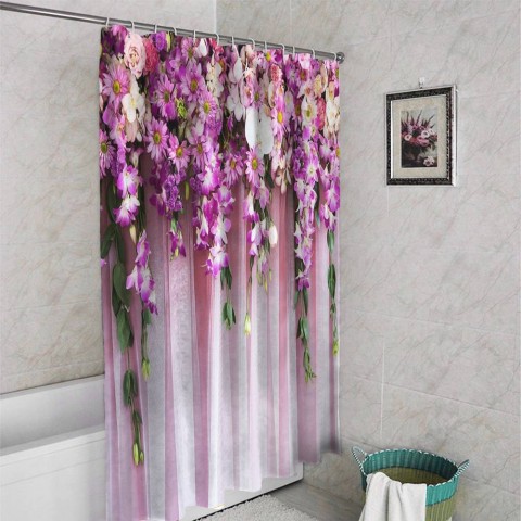 3D штора в ванную комнату «Цветочные гирлянды» вид 4