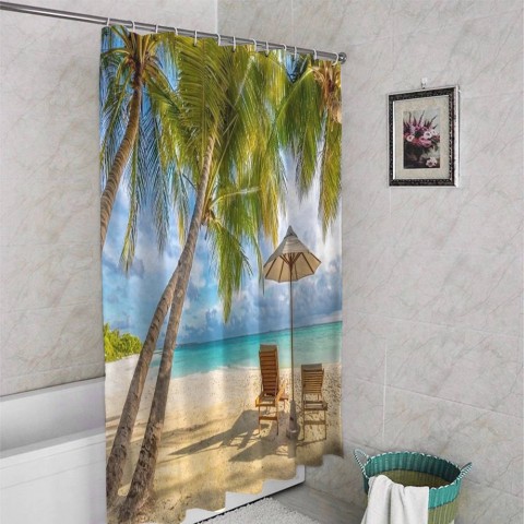 3D шторка для ванны «Тропический зной» вид 4