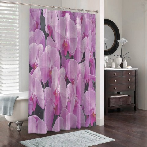 3D штора в ванную комнату «Ковер из орхидей» вид 3