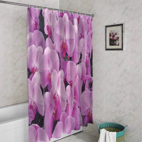 3D штора в ванную комнату «Ковер из орхидей» вид 4