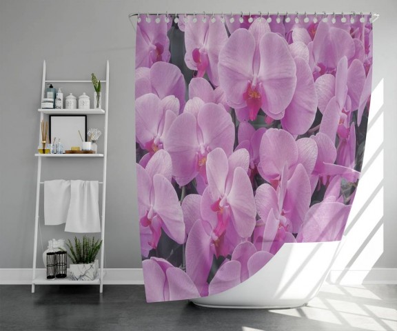 3D штора в ванную комнату «Ковер из орхидей» вид 5