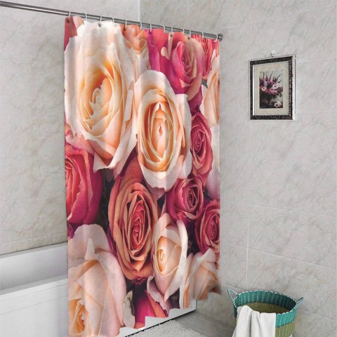 3D фото занавеска для ванной «Ассорти из роз» вид 4