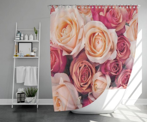 3D фото занавеска для ванной «Ассорти из роз» вид 5