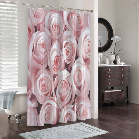 3D штора для ванны «Благоухающий букет нежных роз» вид 3