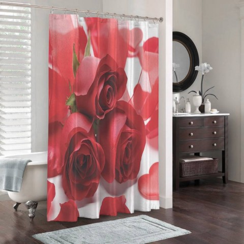 3D занавеска для ванны «Композиция с алыми розами» вид 3