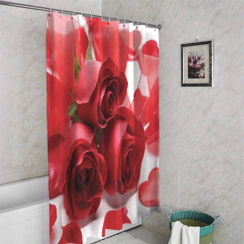 3D занавеска для ванны «Композиция с алыми розами» вид 4
