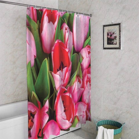 3D занавеска для ванной «Букет тюльпанов» вид 4