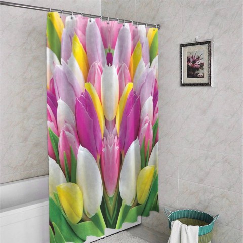 3D штора для ванны «Разнообразие тюльпанов» вид 4