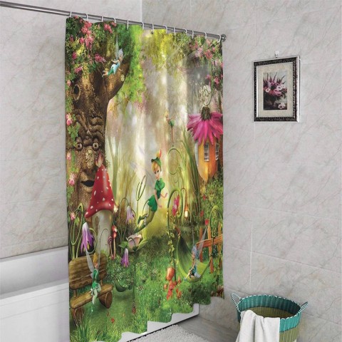 3D штора в ванную «Феечки в сказочном лесу» вид 4