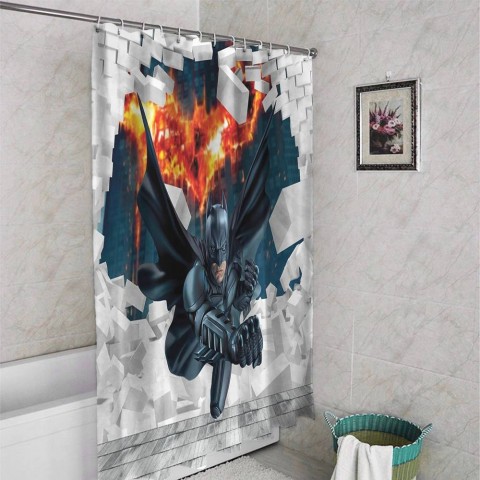 3D занавеска в ванную комнату «Бэтмен» вид 4