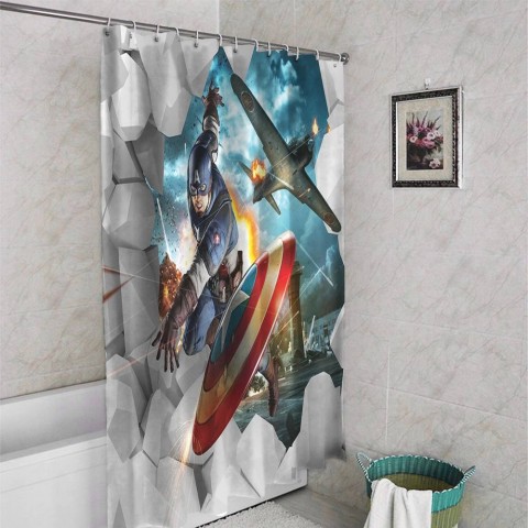 3D фото занавеска для ванной «Капитан Америка» вид 4