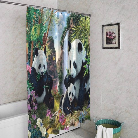 3D занавеска для ванны «Семейство панд» вид 4