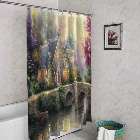 3D занавеска в ванную комнату «Сказочный домик» вид 4