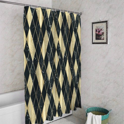3D штора в ванную комнату «Золотой блеск» вид 4