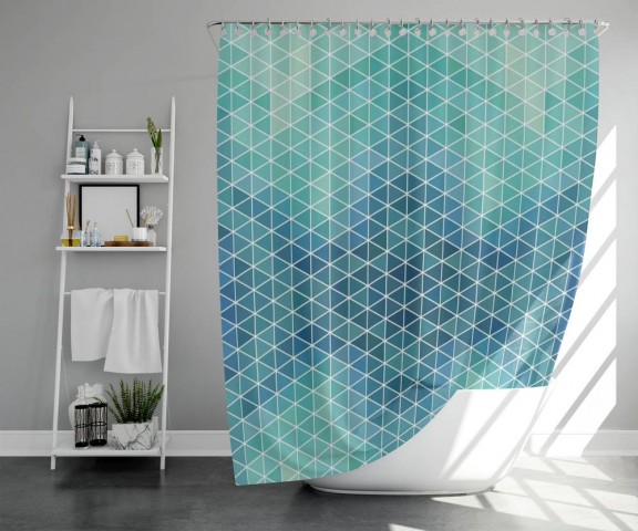 3D штора в ванную комнату «Изумрудный переход» вид 5