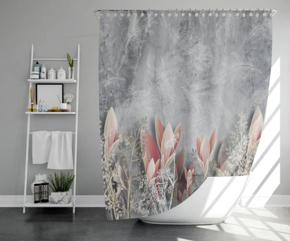 3D штора в ванную комнату «Коралловые соцветия» вид 5