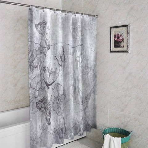 3D штора в ванную комнату «Туманная поляна» вид 4