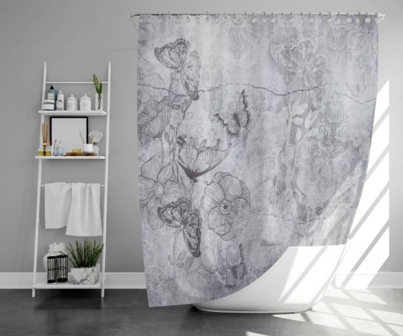 3D штора в ванную комнату «Туманная поляна» вид 5