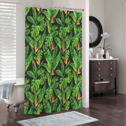 3D штора в ванную комнату «Карибские джунгли» вид 3