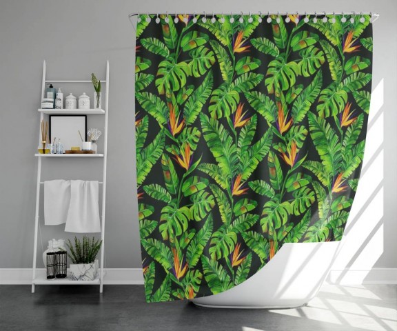 3D штора в ванную комнату «Карибские джунгли» вид 5