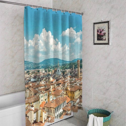 3D штора для ванной «Крыши домов Италии» вид 4