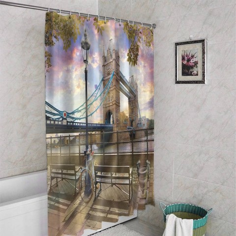 3D штора в ванную комнату «Набережная Темзы» вид 4