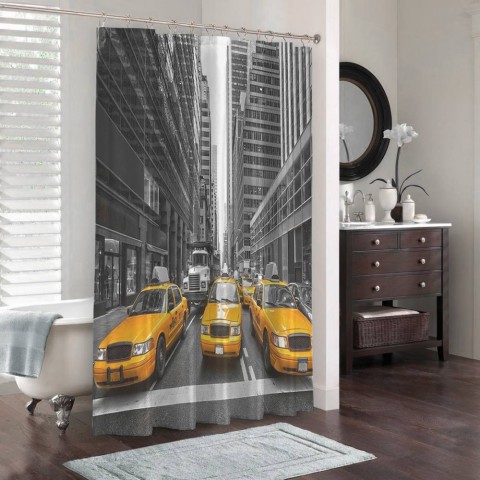 3D шторка для ванны «Такси Нью-Йорка» вид 3