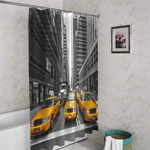 3D шторка для ванны «Такси Нью-Йорка» вид 4