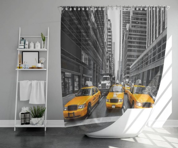 3D шторка для ванны «Такси Нью-Йорка» вид 5