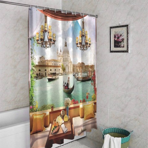 3D штора в ванную «Вид с веранды на канал» вид 4
