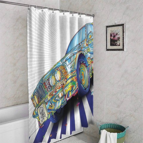 3D штора для ванной «Красочный бумер» вид 4