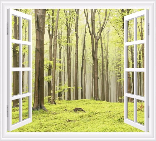 Штора для ванной «Окно с видом на зеленый лес» вид 2