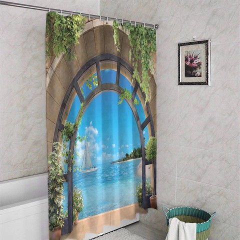 3D шторка для ванны «Окно с видом на море» вид 4